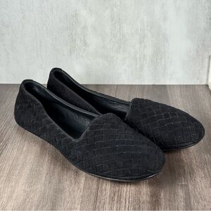 Bottega Veneta Intrecciato Black Suede Ballet Flats Size 38 Made In Italy